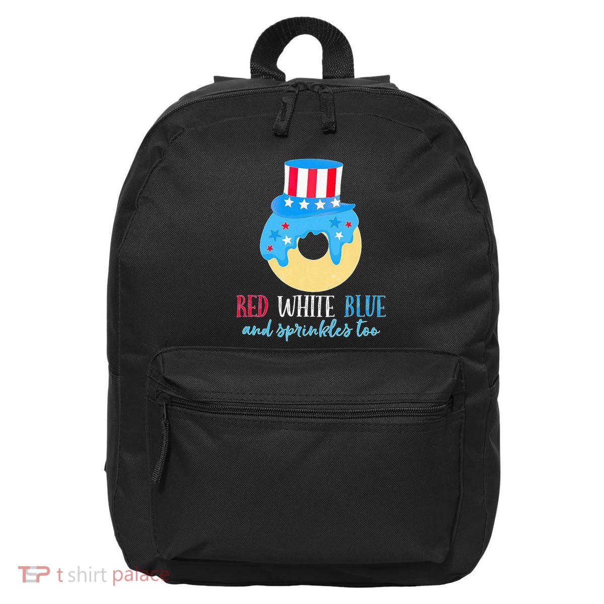 Red White & Donut 4th Of July Independence Day American Flag 16 in Basic Backpack