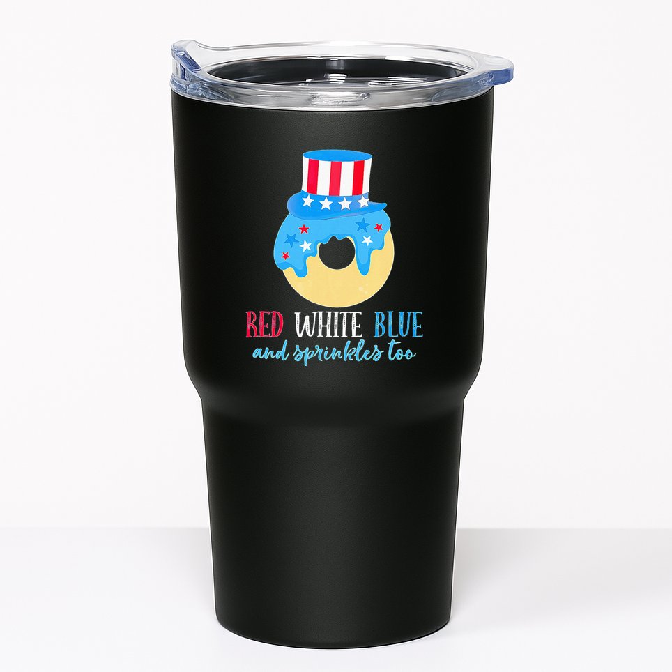 Red White & Donut 4th Of July Independence Day American Flag Tumbler
