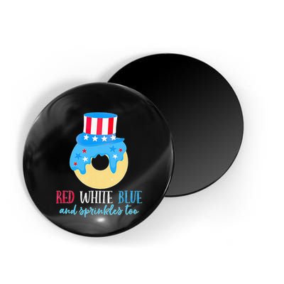 Red White & Donut 4th Of July Independence Day American Flag Magnet