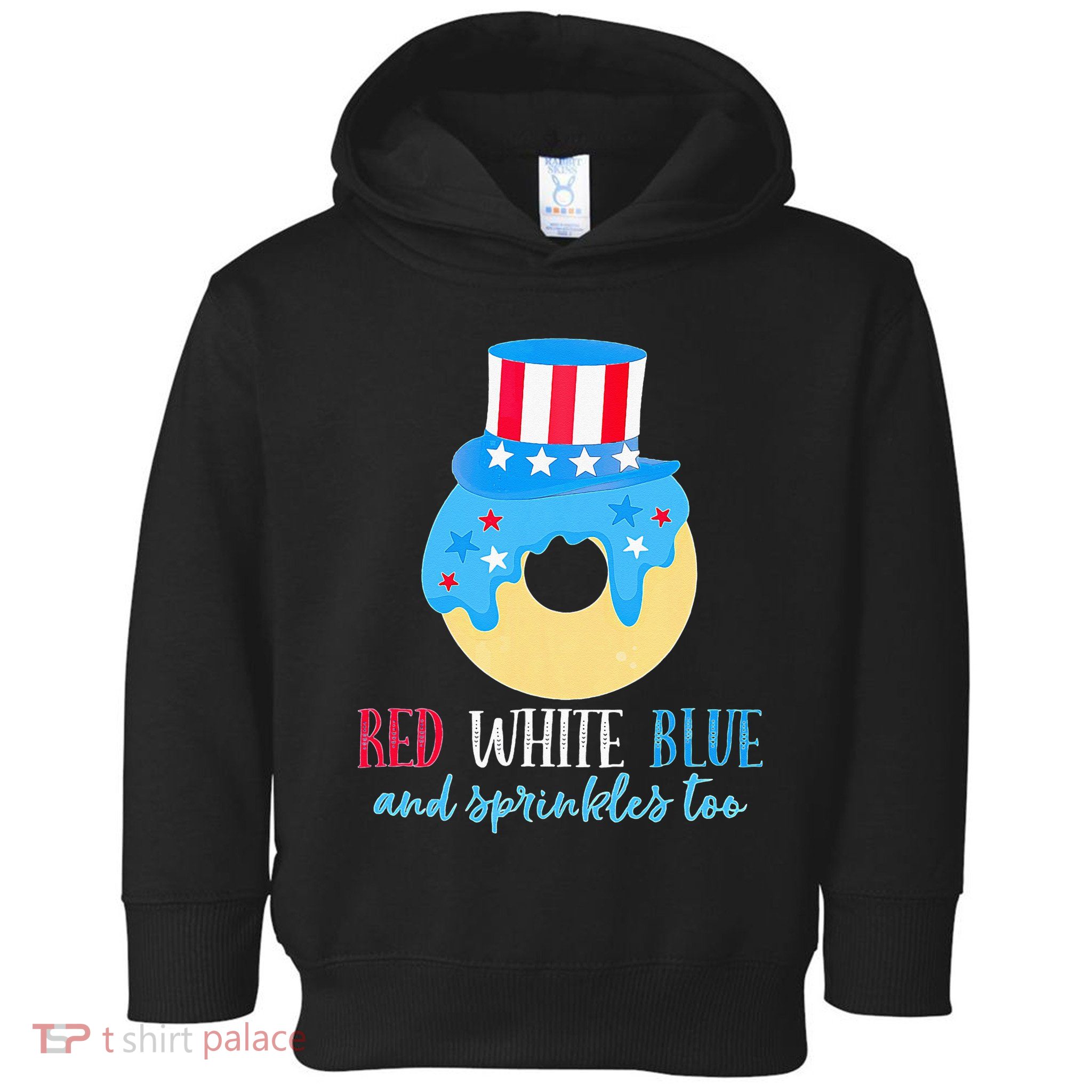 Red White & Donut 4th Of July Independence Day American Flag Toddler Hoodie