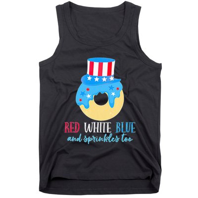 Red White & Donut 4th Of July Independence Day American Flag Tank Top