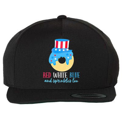 Red White & Donut 4th Of July Independence Day American Flag Wool Snapback Cap