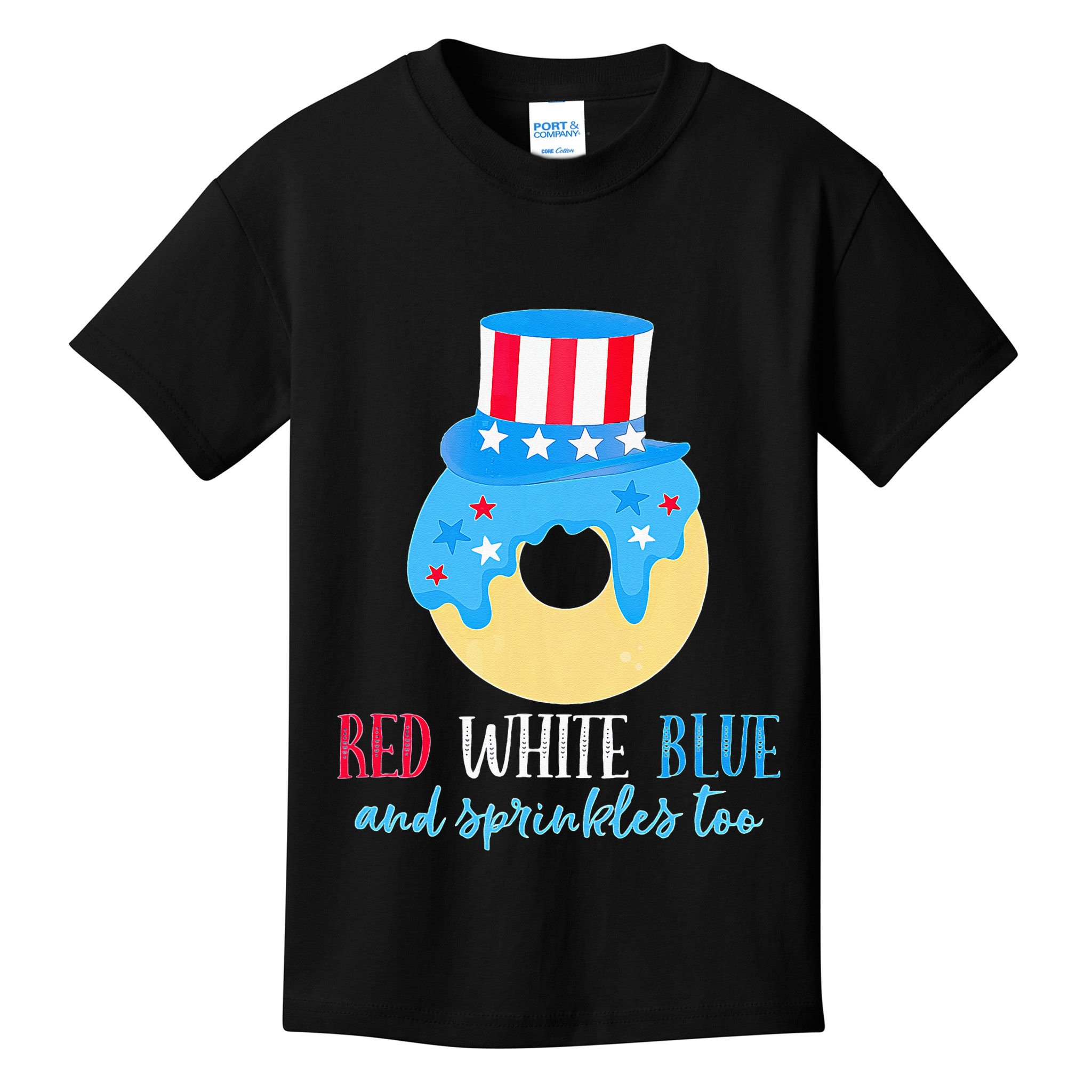 Red White & Donut 4th Of July Independence Day American Flag Kids T-Shirt