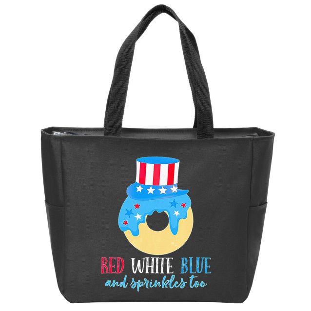 Red White & Donut 4th Of July Independence Day American Flag Zip Tote Bag