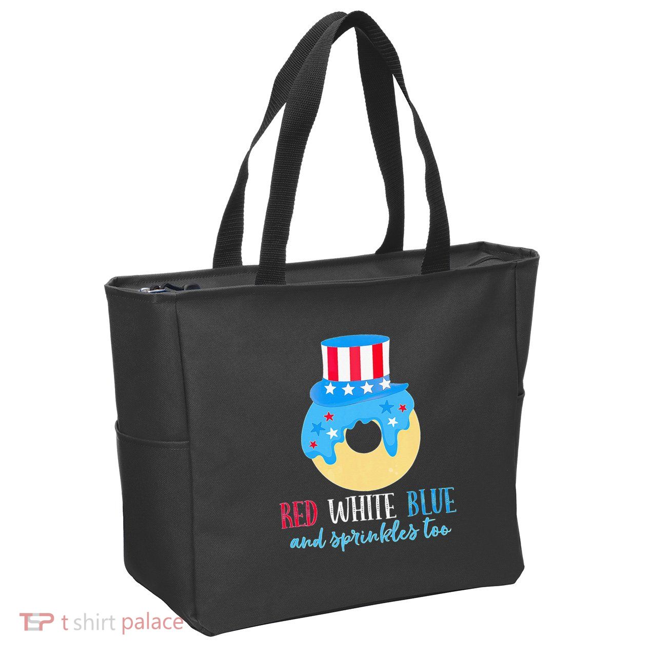 Red White & Donut 4th Of July Independence Day American Flag Zip Tote Bag