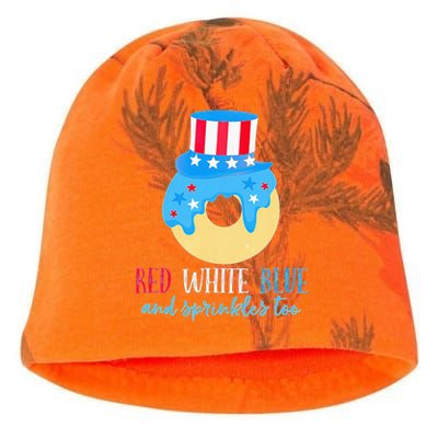 Red White & Donut 4th Of July Independence Day American Flag Kati - Camo Knit Beanie