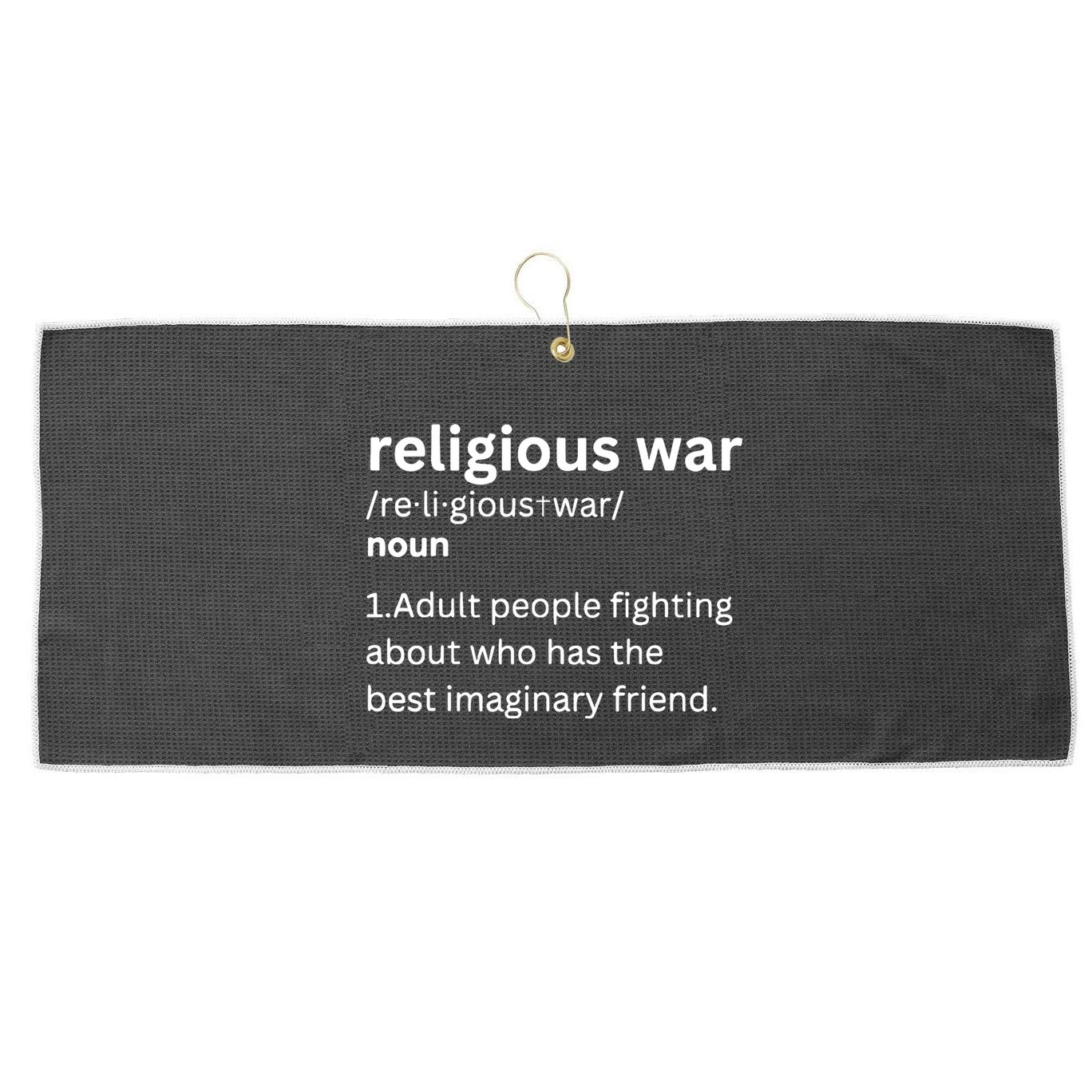 Religious War Definition Funny Adult People Fighting Best Imaginary Friend Large Microfiber Waffle Golf Towel