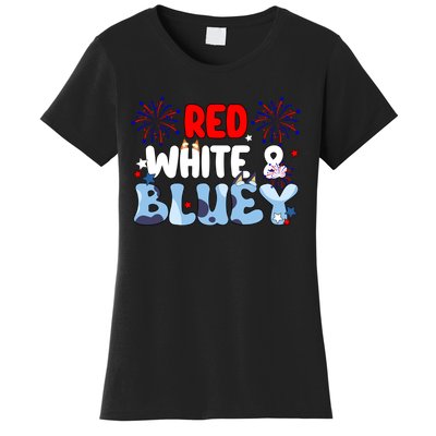 Red White & Dog 4th Of July America Patriotic Women's T-Shirt