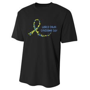 Ribbon World Down Syndrome Day Performance Sprint T-Shirt