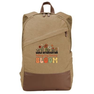 Retro Wildflower Early Intervention Helping Tiny Human Bloom Cotton Canvas Backpack