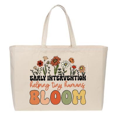 Retro Wildflower Early Intervention Helping Tiny Human Bloom Cotton Canvas Jumbo Tote