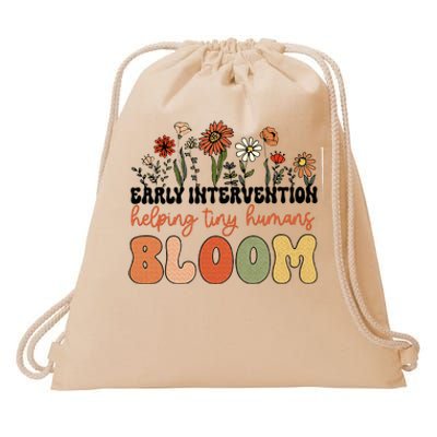 Retro Wildflower Early Intervention Helping Tiny Human Bloom Drawstring Bag