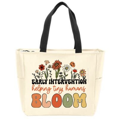 Retro Wildflower Early Intervention Helping Tiny Human Bloom Zip Tote Bag