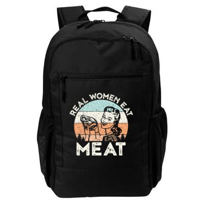 Real Women Eat Meat Funny Vintage Carnivore Daily Commute Backpack