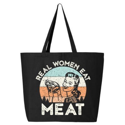 Real Women Eat Meat Funny Vintage Carnivore 25L Jumbo Tote