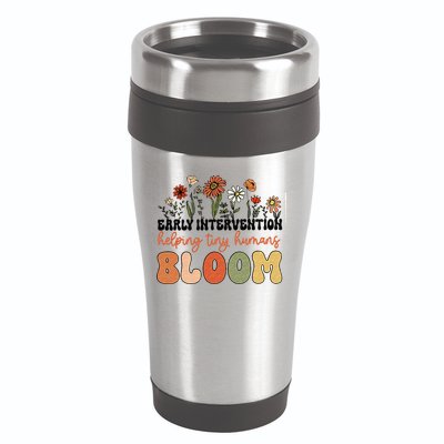 Retro Wildflower Early Intervention Helping Tiny Human Bloom 16oz Travel Tumbler