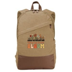 Retro Wildflower Early Intervention Helping Tiny Human Bloom Cotton Canvas Backpack