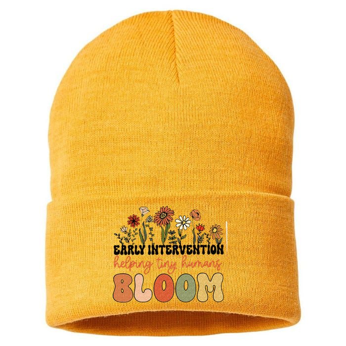 Retro Wildflower Early Intervention Helping Tiny Human Bloom Sustainable Knit Beanie