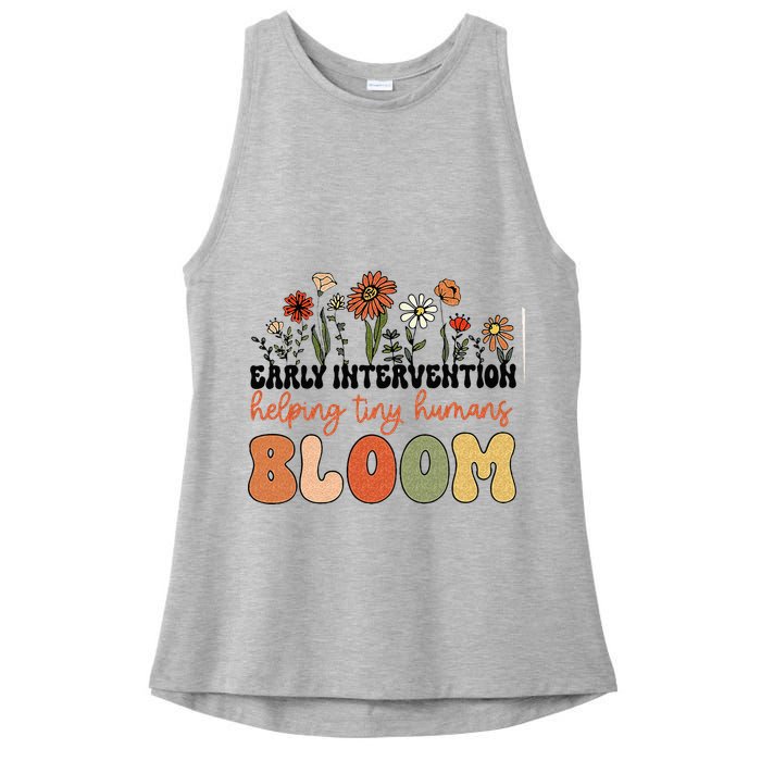 Retro Wildflower Early Intervention Helping Tiny Human Bloom Ladies PosiCharge Tri-Blend Wicking Tank