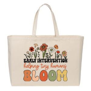 Retro Wildflower Early Intervention Helping Tiny Human Bloom Cotton Canvas Jumbo Tote