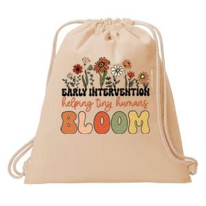 Retro Wildflower Early Intervention Helping Tiny Human Bloom Drawstring Bag