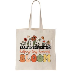 Retro Wildflower Early Intervention Helping Tiny Human Bloom Tote Bag