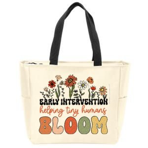 Retro Wildflower Early Intervention Helping Tiny Human Bloom Zip Tote Bag