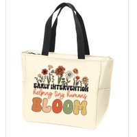 Retro Wildflower Early Intervention Helping Tiny Human Bloom Zip Tote Bag