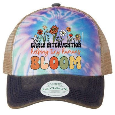Retro Wildflower Early Intervention Helping Tiny Human Bloom Legacy Tie Dye Trucker Hat