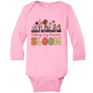 Retro Wildflower Early Intervention Helping Tiny Human Bloom Baby Long Sleeve Bodysuit