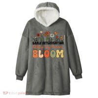 Retro Wildflower Early Intervention Helping Tiny Human Bloom Hooded Wearable Blanket