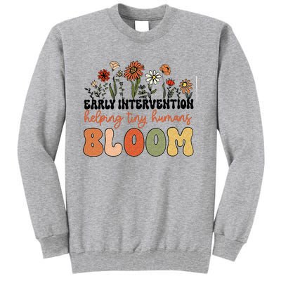 Retro Wildflower Early Intervention Helping Tiny Human Bloom Tall Sweatshirt