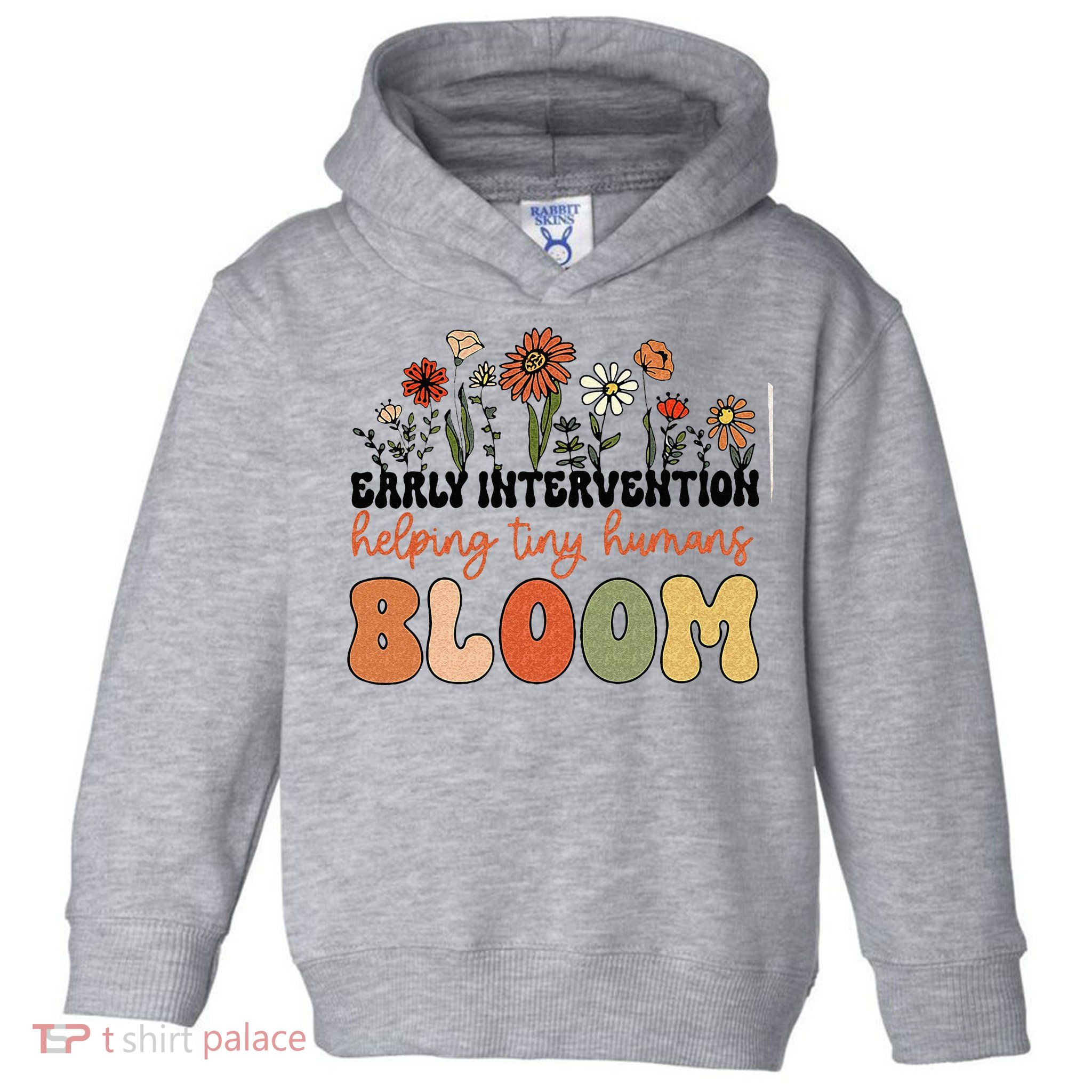 Retro Wildflower Early Intervention Helping Tiny Human Bloom Toddler Hoodie