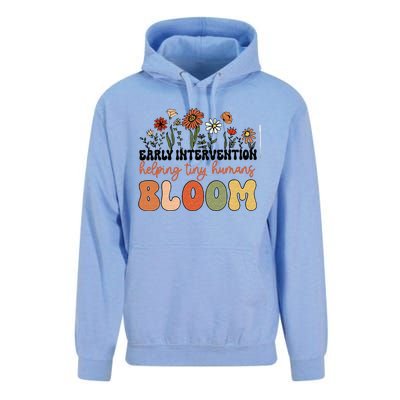 Retro Wildflower Early Intervention Helping Tiny Human Bloom Unisex Surf Hoodie