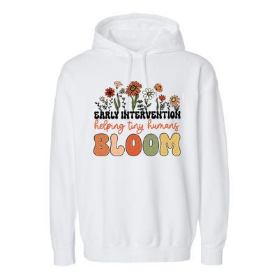 Retro Wildflower Early Intervention Helping Tiny Human Bloom Garment-Dyed Fleece Hoodie