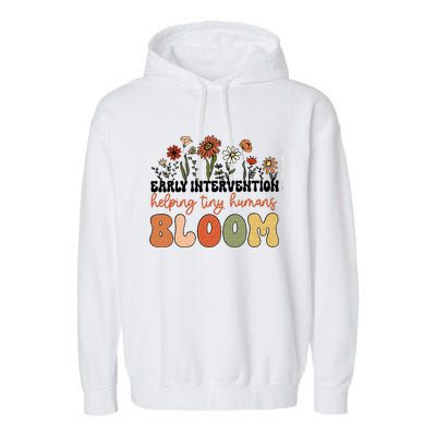 Retro Wildflower Early Intervention Helping Tiny Human Bloom Garment-Dyed Fleece Hoodie