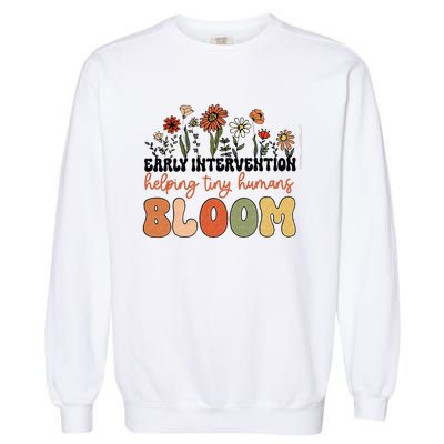 Retro Wildflower Early Intervention Helping Tiny Human Bloom Garment-Dyed Sweatshirt