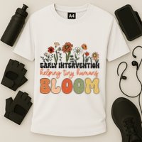 Retro Wildflower Early Intervention Helping Tiny Human Bloom Performance Shirt