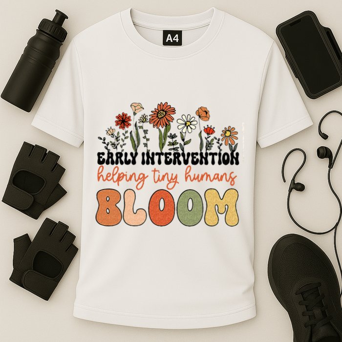 Retro Wildflower Early Intervention Helping Tiny Human Bloom Performance Shirt