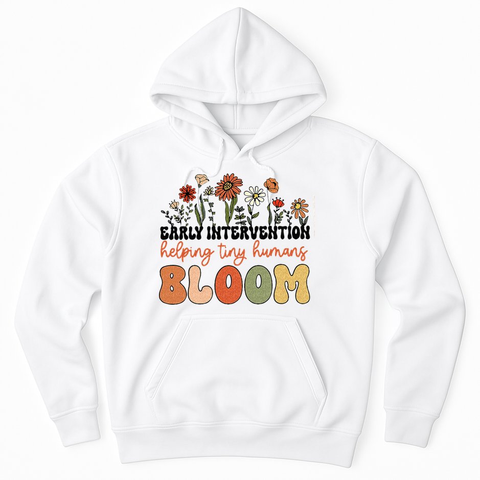 Retro Wildflower Early Intervention Helping Tiny Human Bloom Hoodie