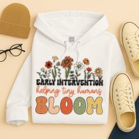 Retro Wildflower Early Intervention Helping Tiny Human Bloom Hoodie