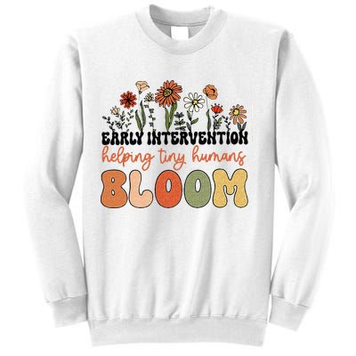Retro Wildflower Early Intervention Helping Tiny Human Bloom Sweatshirt