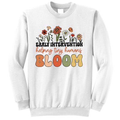 Retro Wildflower Early Intervention Helping Tiny Human Bloom Sweatshirt