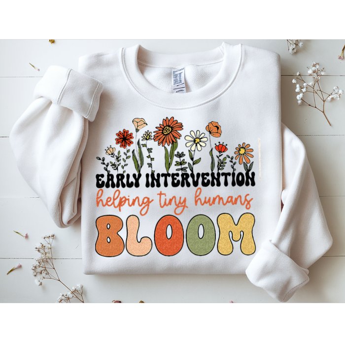 Retro Wildflower Early Intervention Helping Tiny Human Bloom Sweatshirt