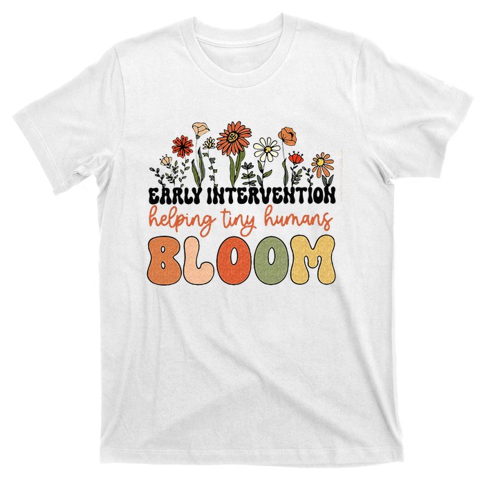 Retro Wildflower Early Intervention Helping Tiny Human Bloom T-Shirt