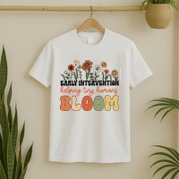Retro Wildflower Early Intervention Helping Tiny Human Bloom T-Shirt
