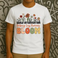 Retro Wildflower Early Intervention Helping Tiny Human Bloom T-Shirt