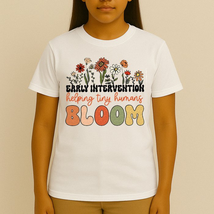 Retro Wildflower Early Intervention Helping Tiny Human Bloom T-Shirt