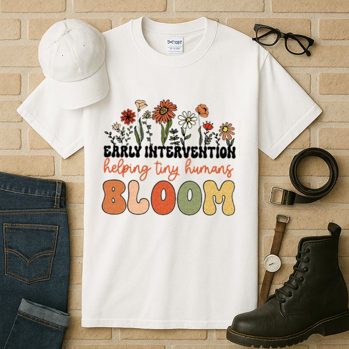 Retro Wildflower Early Intervention Helping Tiny Human Bloom Tall T-Shirt