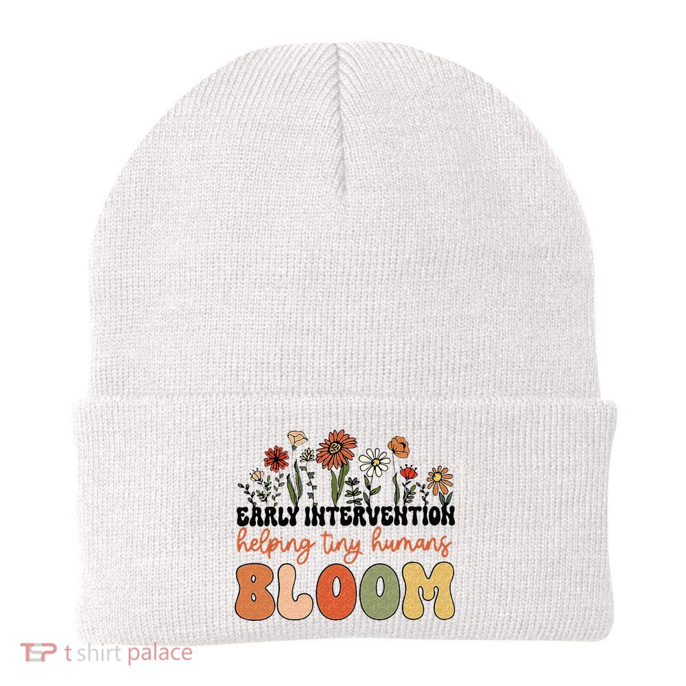 Retro Wildflower Early Intervention Helping Tiny Human Bloom Beanie